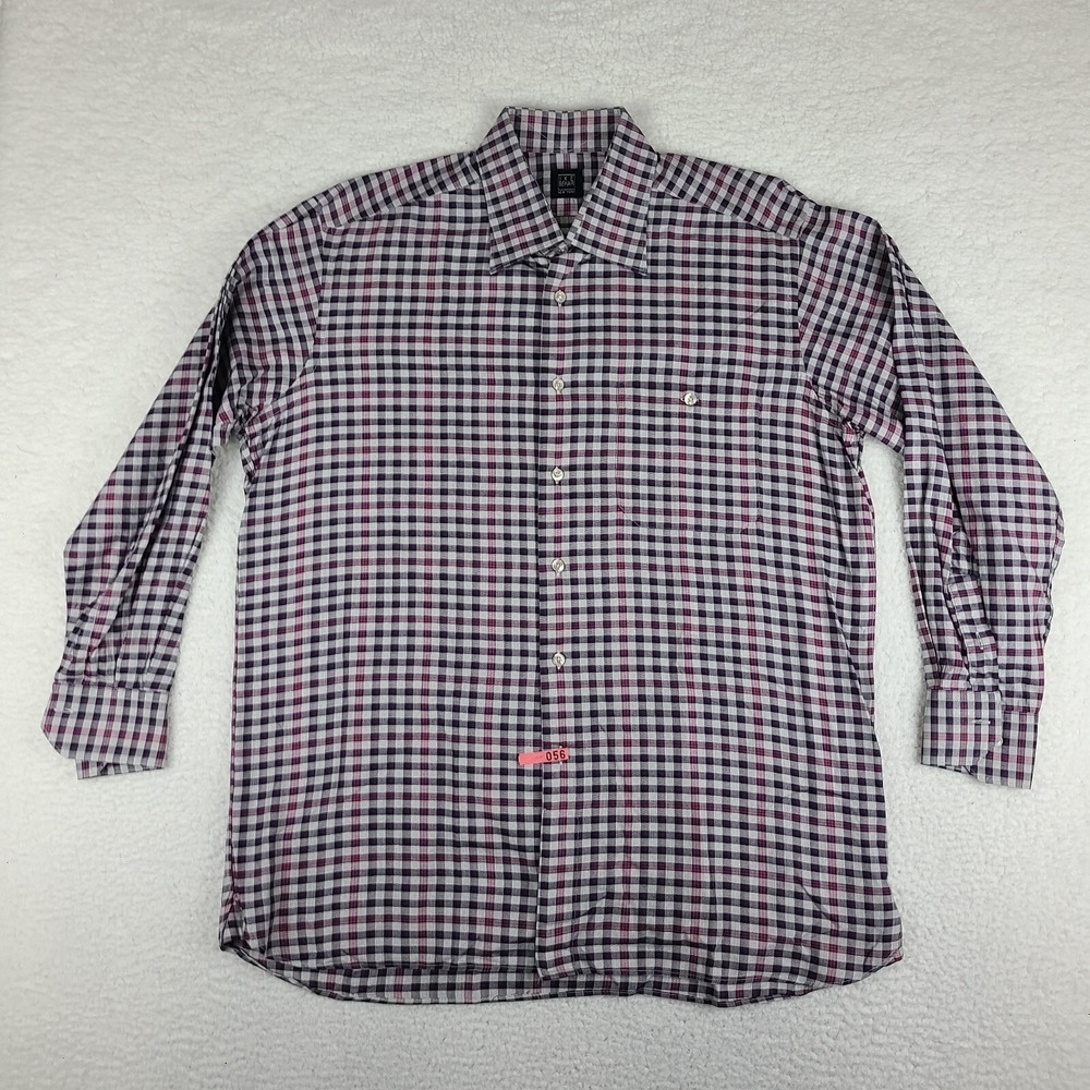 IKE Behar New York Shirt Mens Large‎ Purple Plaid Check Dress Button Up